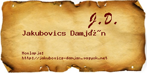 Jakubovics Damján névjegykártya
